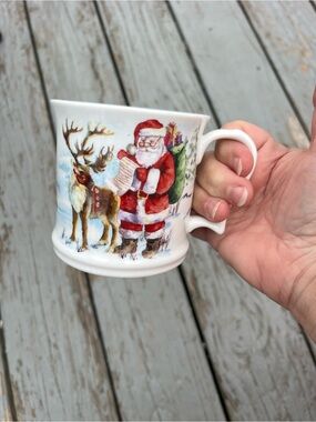 Lenox White Santa and Reindeer Holiday Mug